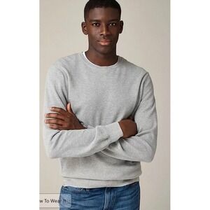 Jcrew Cotton piqué-stitch crewneck sweater‎ sz L Gray Monogrammed